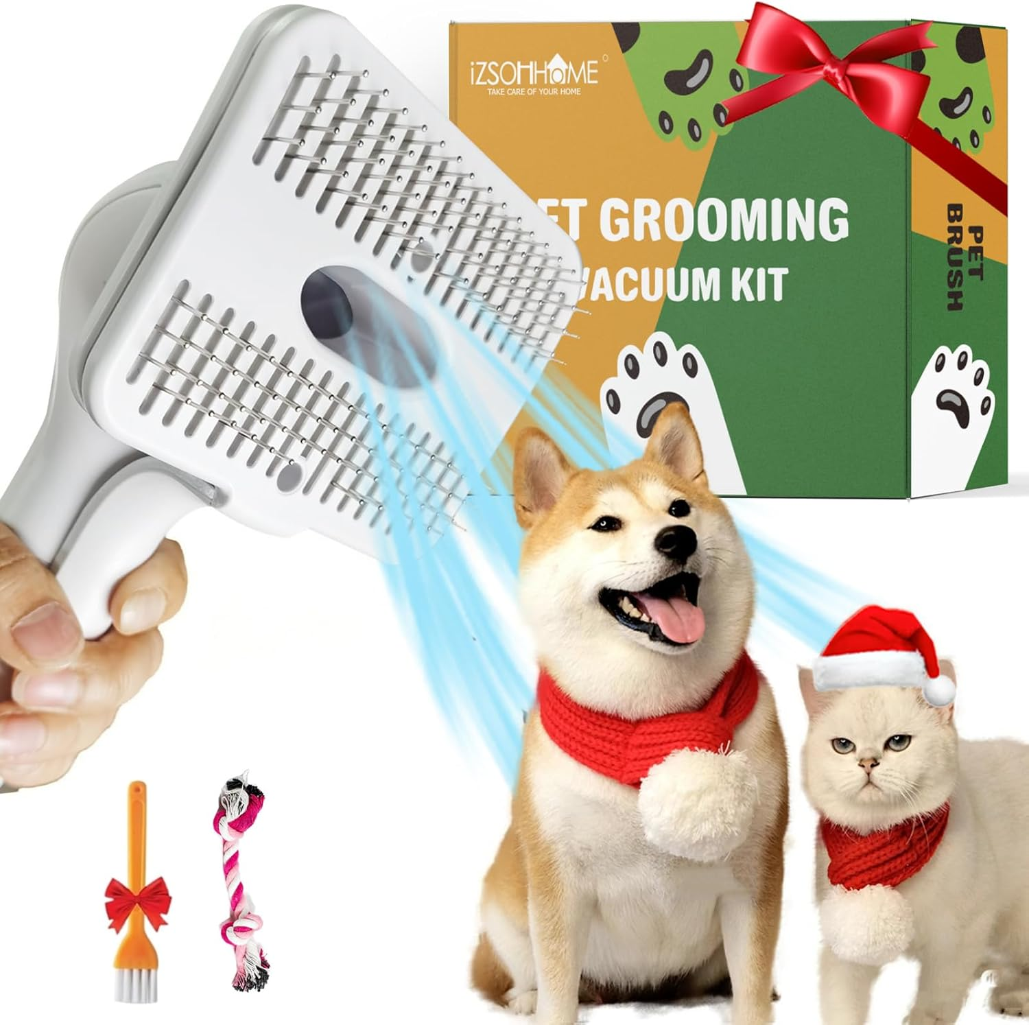 Dog Cat Brush for Shedding and Grooming,Self Cleaning Slicker Brush,Massage the Skin,Easy to Clean Comb for Long or Short Haired Pets,Use with Vacuum,Compatible with Vac 32Mm&35Mm image number 5