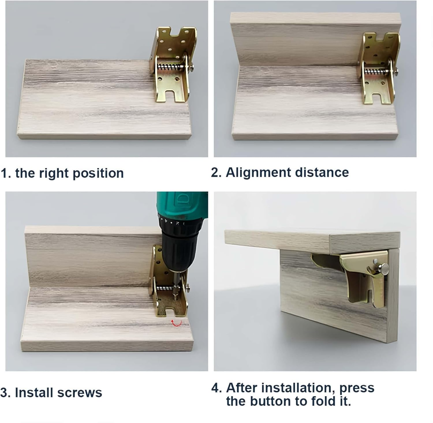 4 Pack Folding Table Legs Hinge Bracket, Self Locking 90 Degree Foldable Table Bracket Heavy Duty Hinges for Folding Table Workbench Bed Legs image number 4
