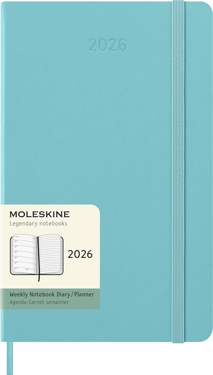 Moleskine - 2026-12 Month Weekly Notebook Hard Cover Diary - Large - Aquamarine