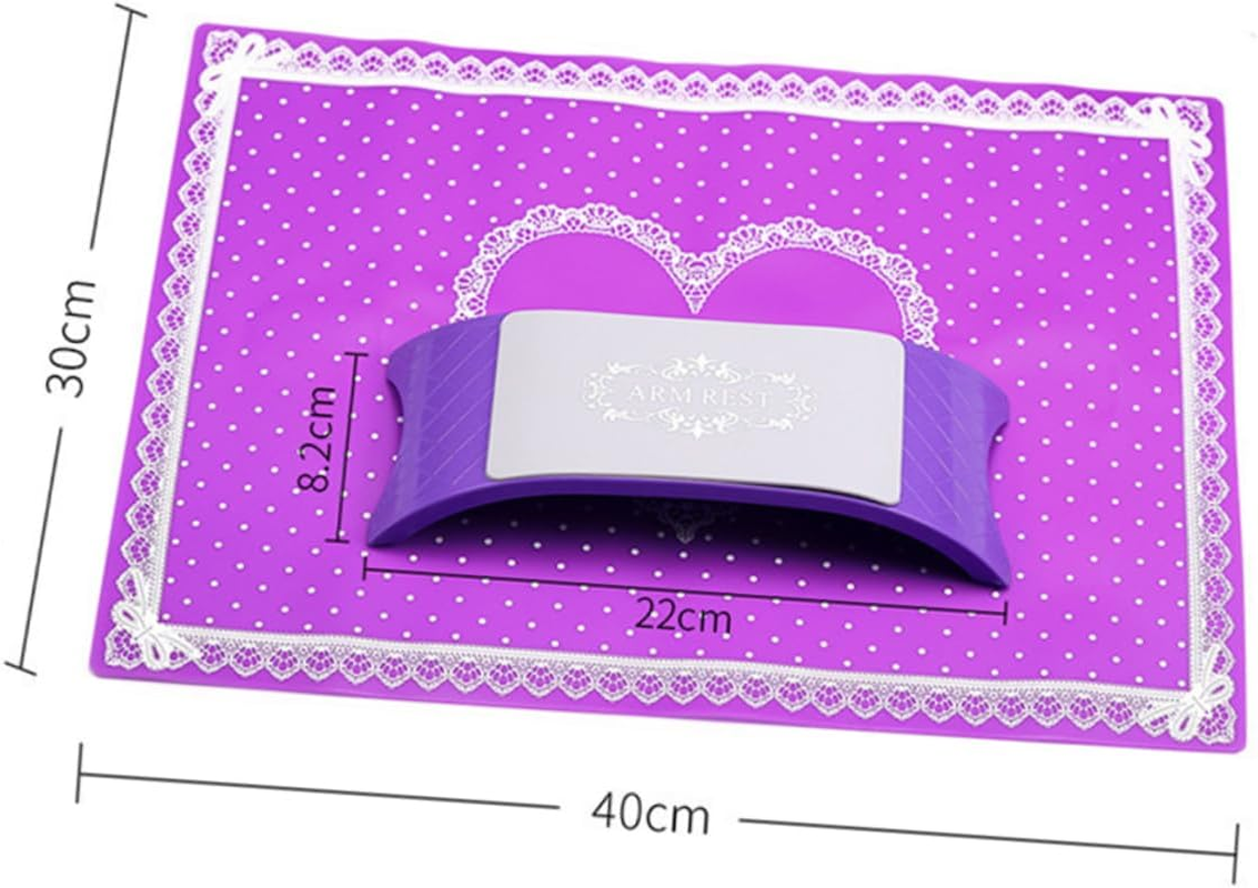 GANAZONO Foldable Silicone Hand Pillow for Manicure Nail Art Cushion Mat Portable Washable Salon Tool Purple