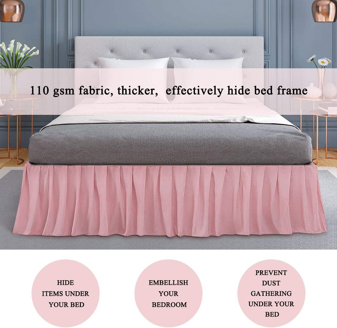 Piccocasa Ruffled Bed Skirt Polyester Brushed Hotel Quality Durable Solid Wrinkle and Fade Bedroom 16 Inch Drop Pink Queen image number 7