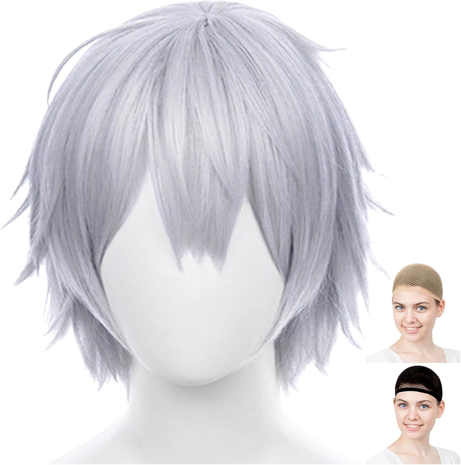 Caseeden 6077 Premium Cool Short Hair Wig, Silver, Silver, Silver image number 2
