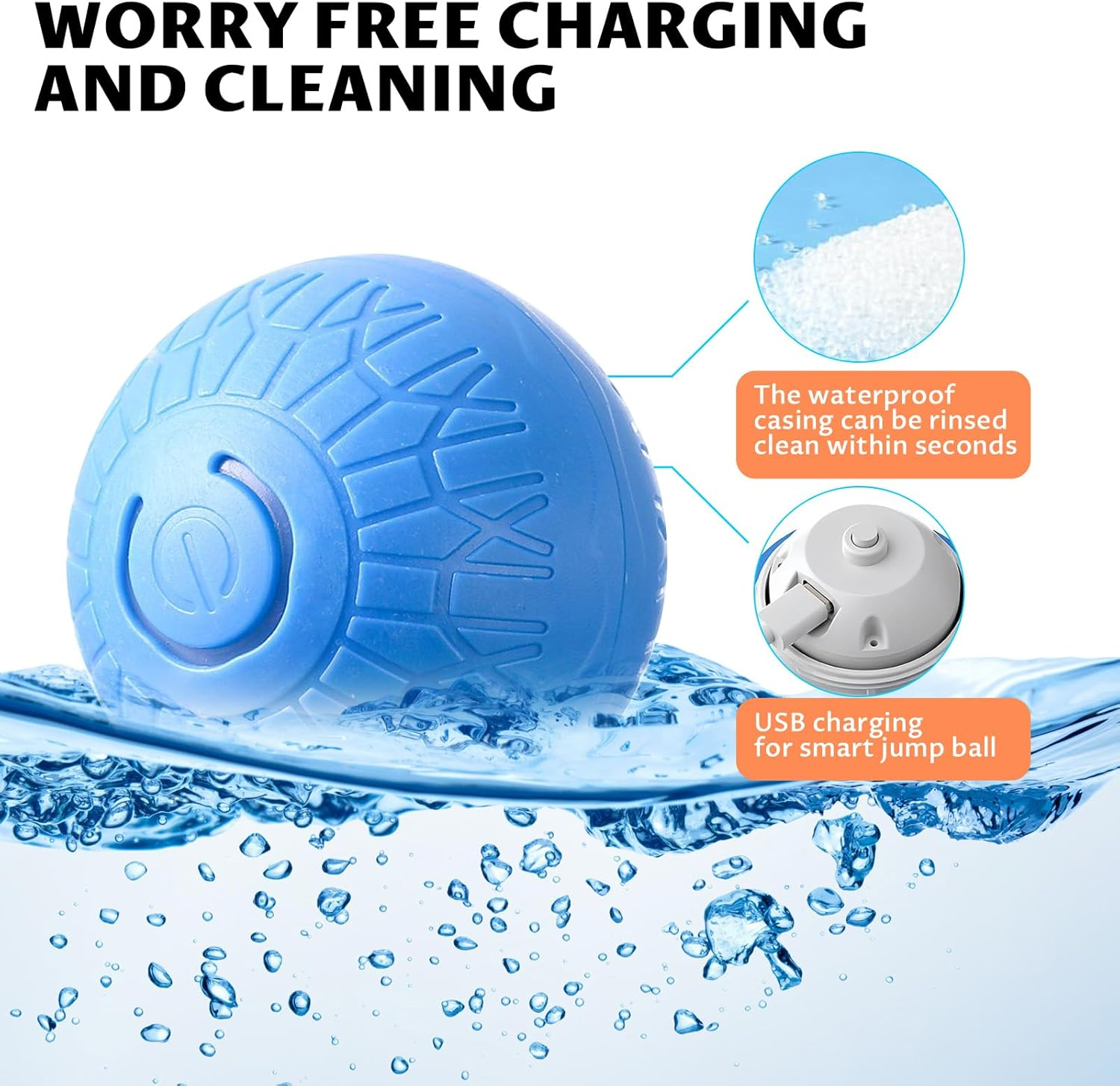 VCCLFSIA Interactive Dog Ball, 2025 Upgrade Self-Moving Vibrating Dog Ball Pets Bounce Balls, Smart Rolling Jumping Balls for Dogs Cats image number 4