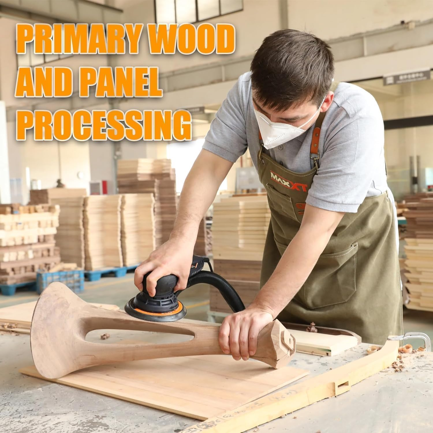 MAXXT Random Orbital Sander 5MM Orbital Sanding Electric 220V Brushless Orbital Sanding Machine with 10 Sanding Paper for Woodworking image number 4