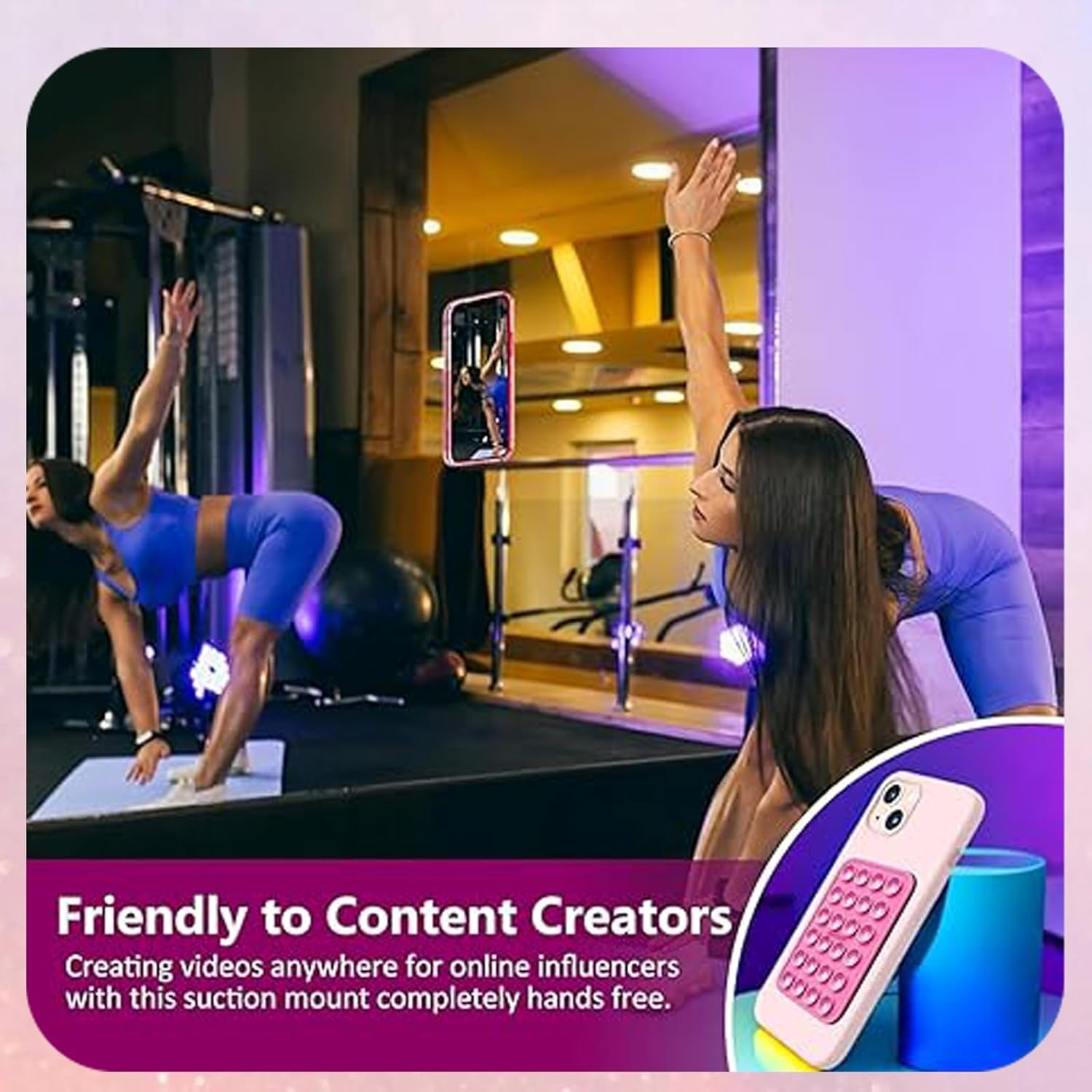 4Pcs Silicone Phone Sticky Grip,Leeneen Suction Phone Case Mount for All Phone,Hands-Free Strong Grip Holder for Selfies and Videos (Pink Light Pink)