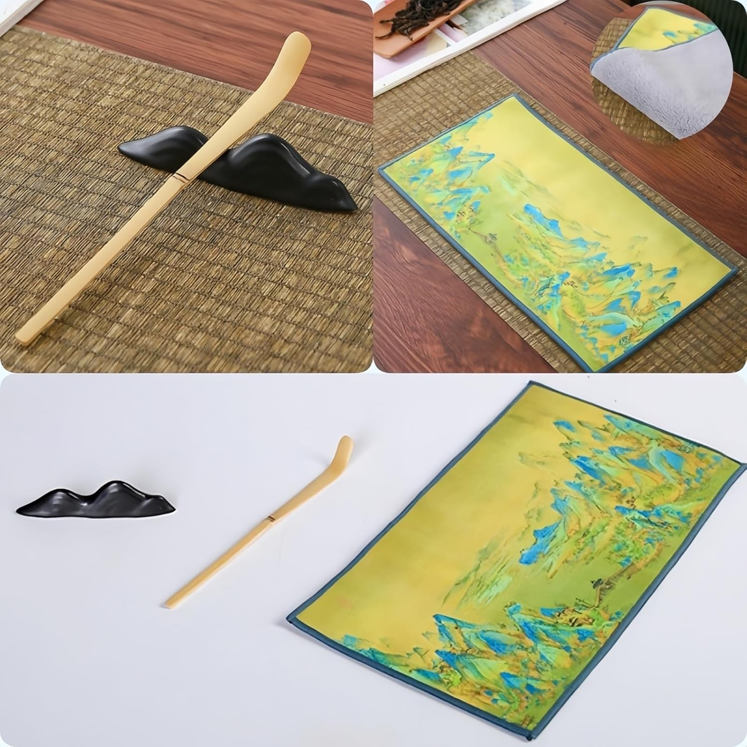 Matcha Whisk Set 9Pcs Matcha Bowl Sets Matcha Tea Bowl Bamboo Matcha Whisk Matcha Scoop Whisk Holder Scoop Holder Tea Cup Stainless Steel Tea Scoop Sifter Tea Cloth, Japanese Matcha Tea Kit image number 1