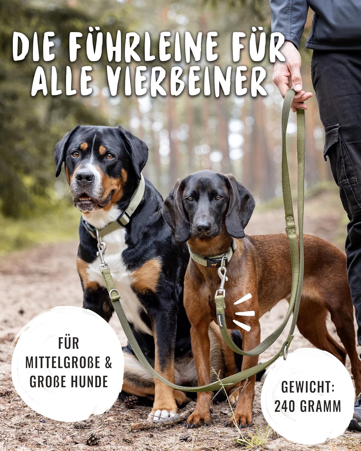 Rudelk&ouml;nig Bella Dog Lead - 2.30 M Length - Adjustable Dog Lead for Medium and Large Dogs - Dog Lead in Khaki image number 5