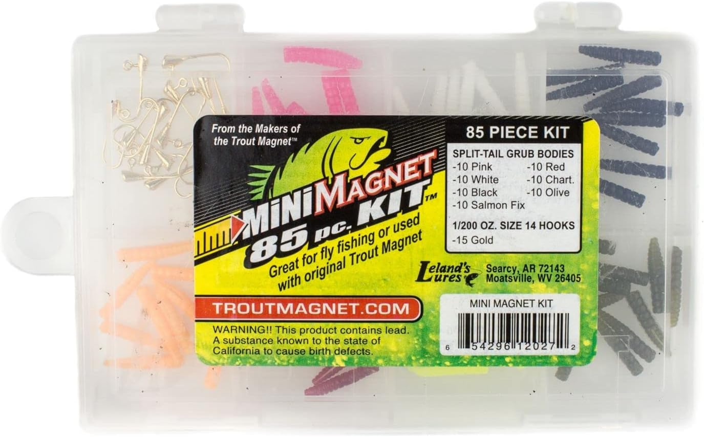 Trout Magnet Mini Magnet Kit - 70 Grub Bodies and 15 Size 14 Hooks image number 3