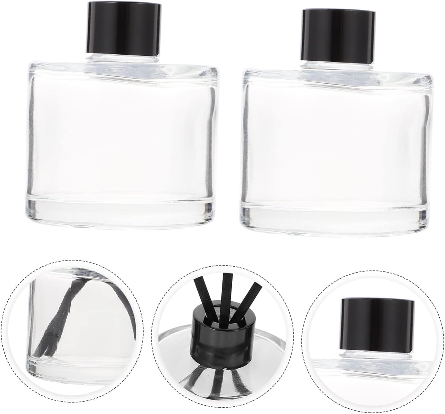 STOBAZA Fragrance Diffuser Bottles 50Ml Glass Aromatherapy Bottles Square Refillable Essential Oil with 16Cm Black Reed Sticks Set for Home Scenting and Relaxation image number 3