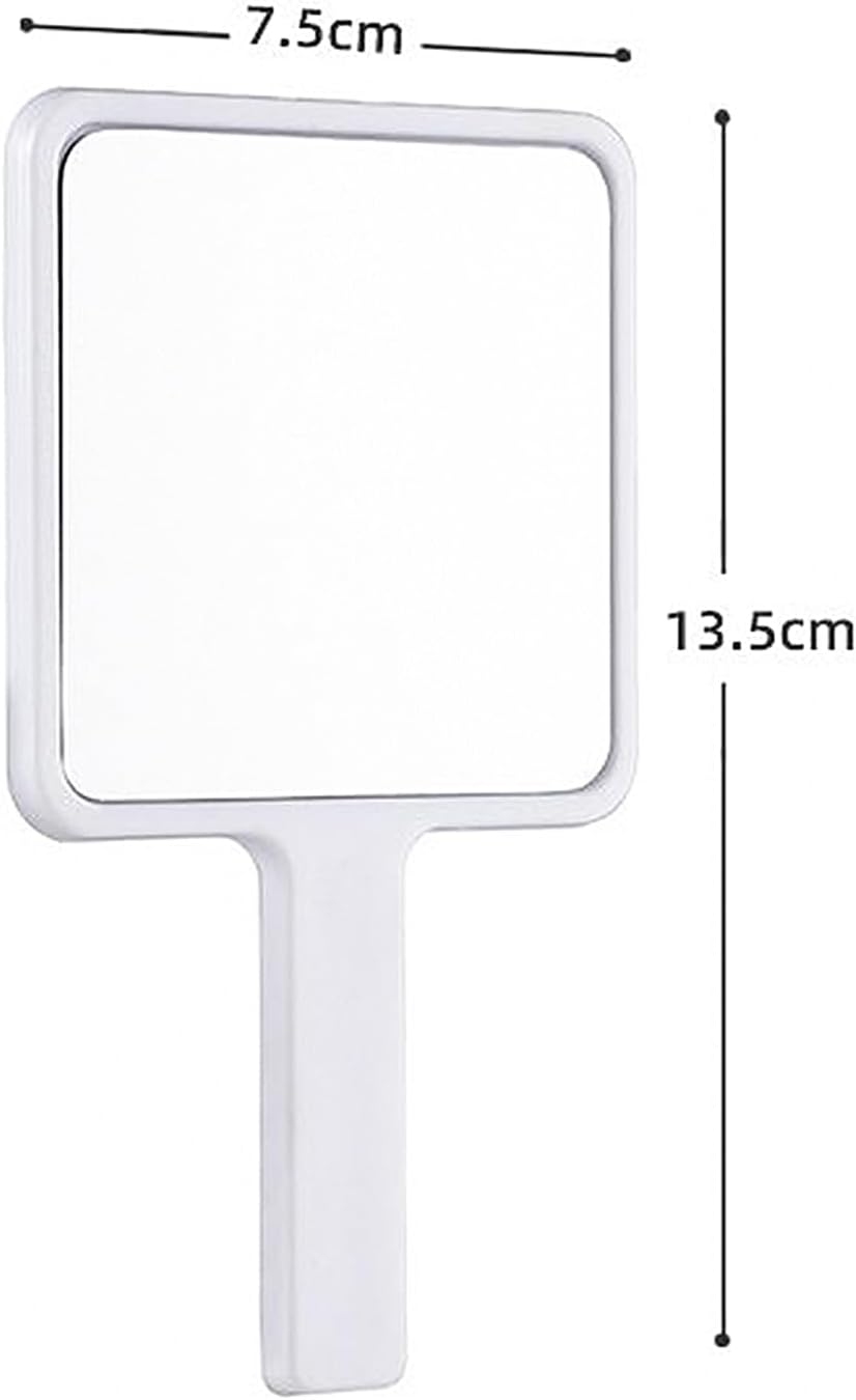 Lvpradior Hand Mirror, Salon Barber Hairdressing Handheld Mirror with Handle for Makeup, Hairdressing (White, S) image number 2