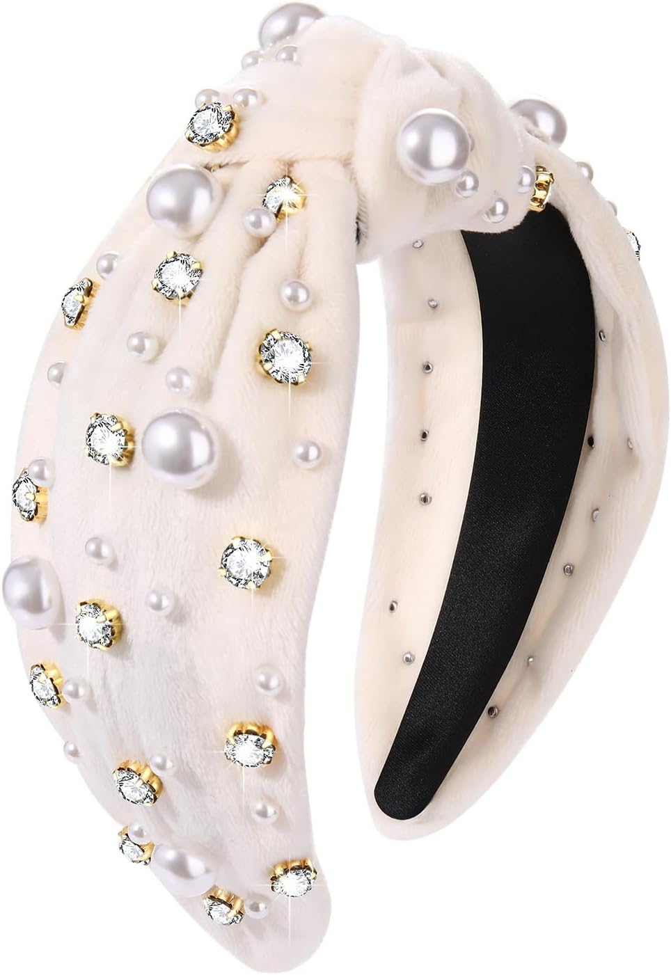 GLBCC Mardi Gras Hairband for Women Purple Pearl Rhinestone Knotted Headband Carnival Parade Party Hair Accessories