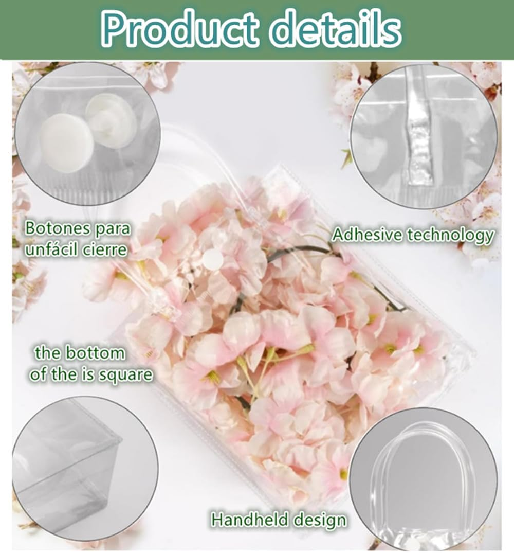 12 Pack Reusable Clear PVC Tote Bag, Tote Transparent Gift Wrap Waterproof Shopping Bags Party Gift Bags for Wedding Candy Bags Party Favor Shopping Retail Jewelry image number 3