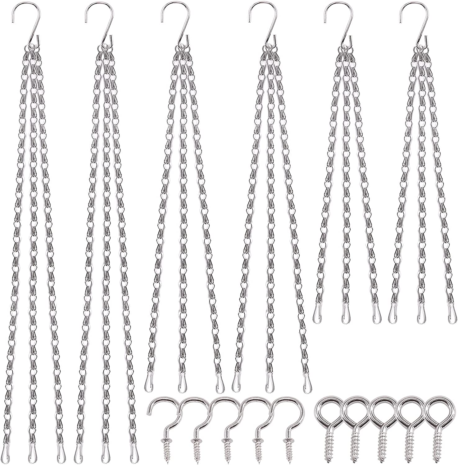 16 Sets 3 Types Long Hanging Basket Chains and Hooks Assortment Kit Chains Hanger for Bird Feeders, Planters, and Decors Suitable for Home Apartment Bedroom Indoor or Outdoor Use image number 4