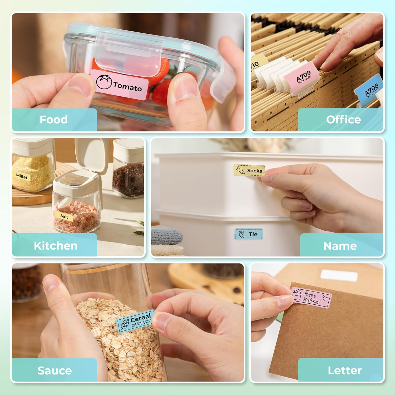 NELKO Genuine P21 Label Maker Tape, Adapted Label Print Paper, 14X40Mm (0.55"X1.57"), Standard Laminated Office Labeling Tape Replacement, Multipurpose of P21, 180 Tapes/Roll, 3-Roll, Blue/Yellow/Pink image number 4