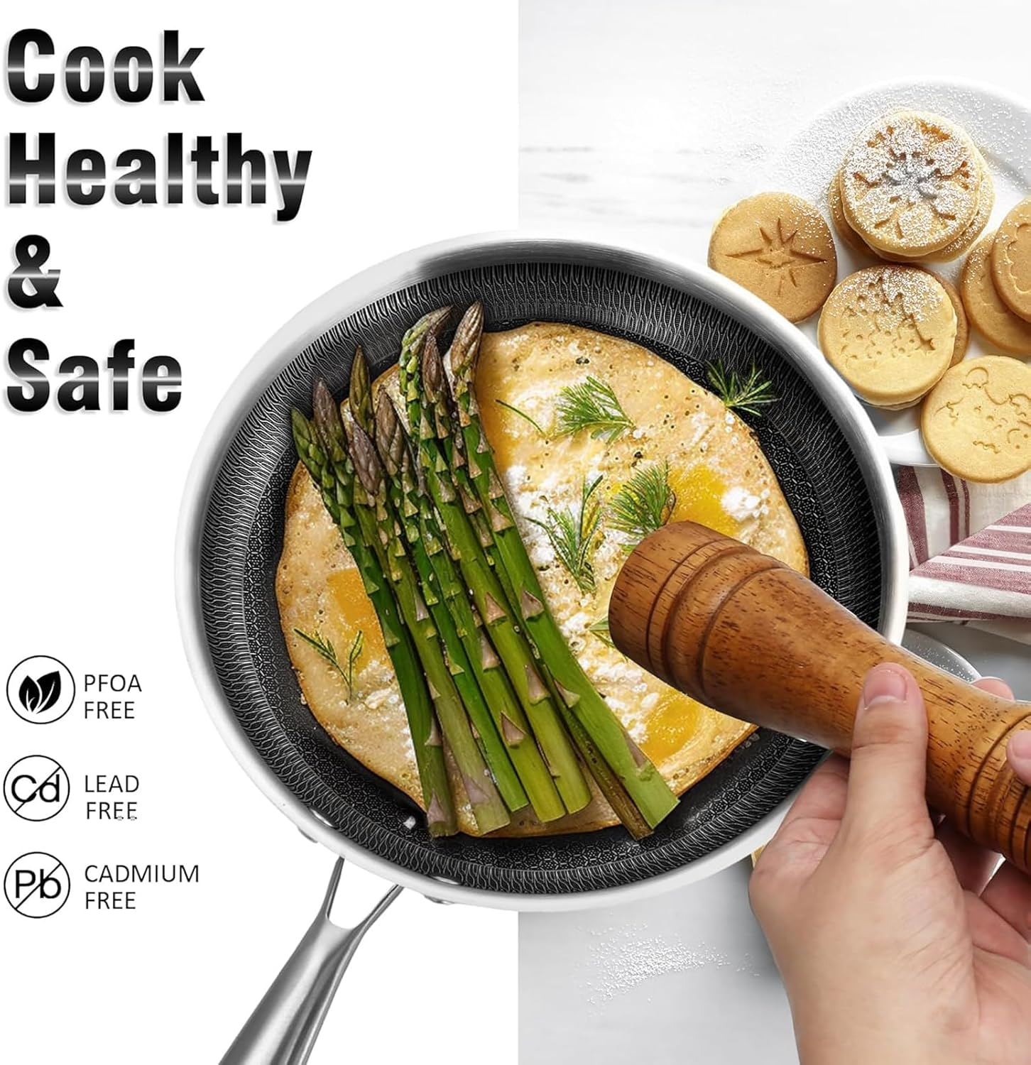 Hybrid Nonstick Frying Pan, 28Cm, Stay-Cool Handle, Dishwasher and Oven-Safe, Induction Ready, Compatible with All Cooktops image number 5