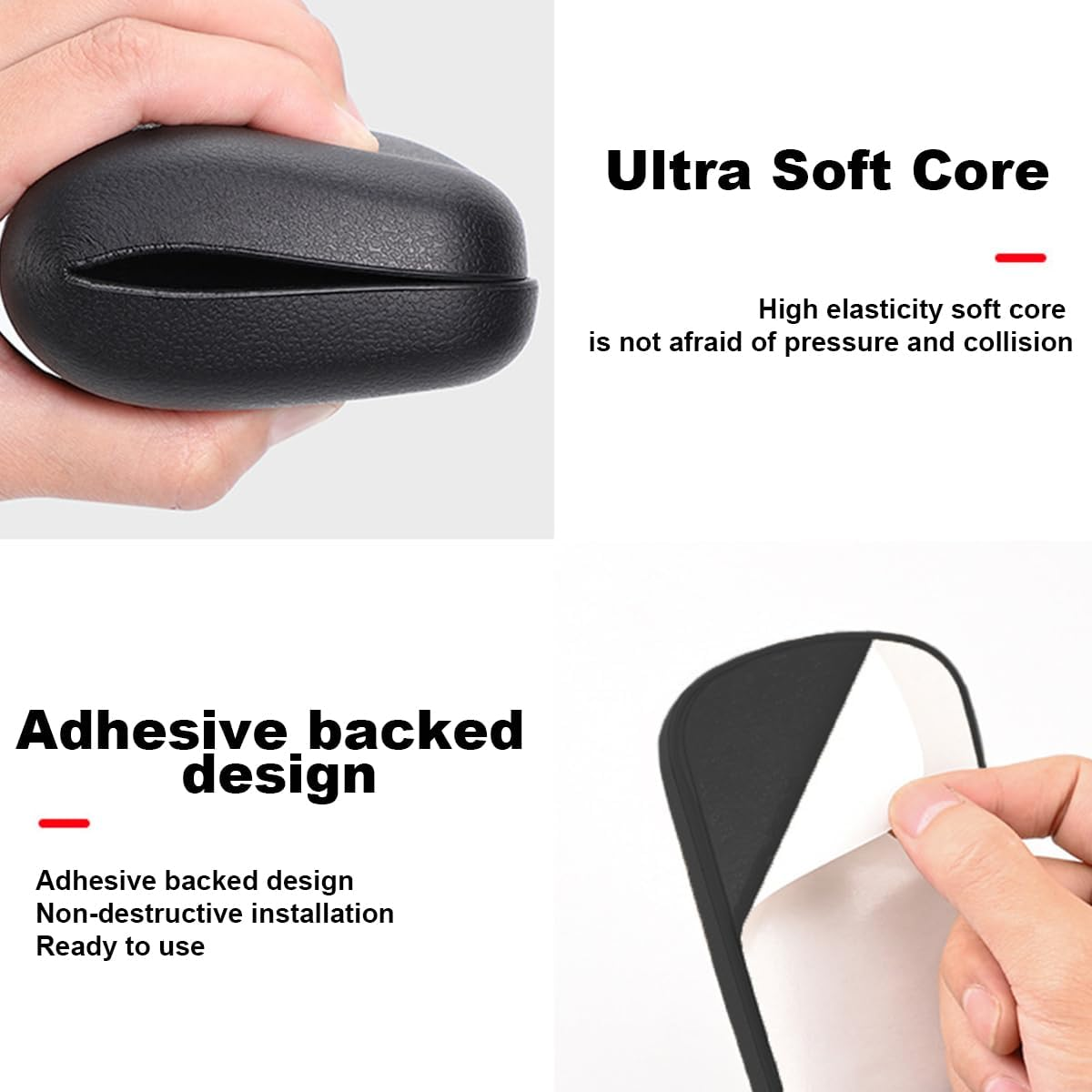 2PCS Car Armrest Pads,Car Knee Cushion,Soft Leather Elbow Rest Cushions for Comfortable Support, Universal Fit for Cars, Suvs, and Trucks (Black) image number 2