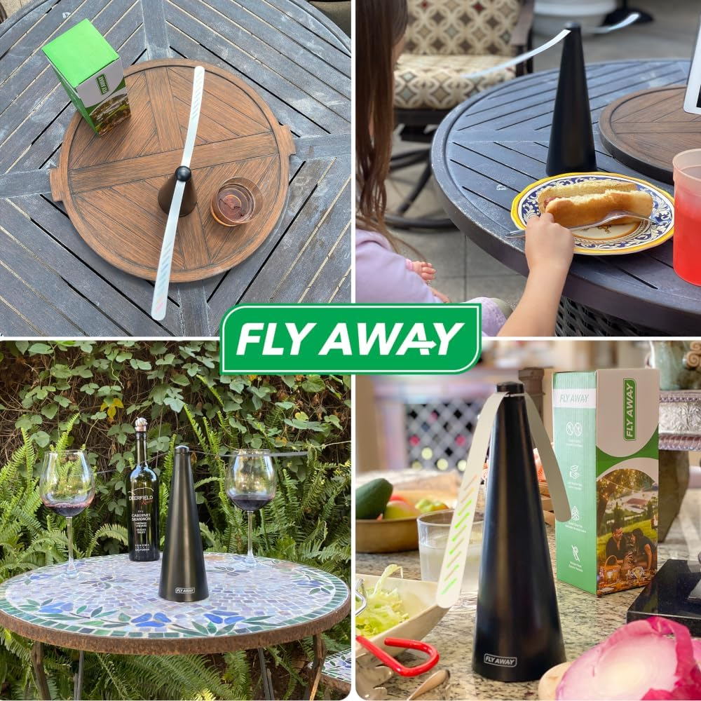 Fly Away - 4 Pack Outdoor Fly Repellent Fan, outside or inside Table Use, Restaurant, Barbeque, Events, Deter Flies, Wasps, Bees, Other Moscas and Bugs Away, Battery Operated, Tabletop, Hanging Hook. image number 3