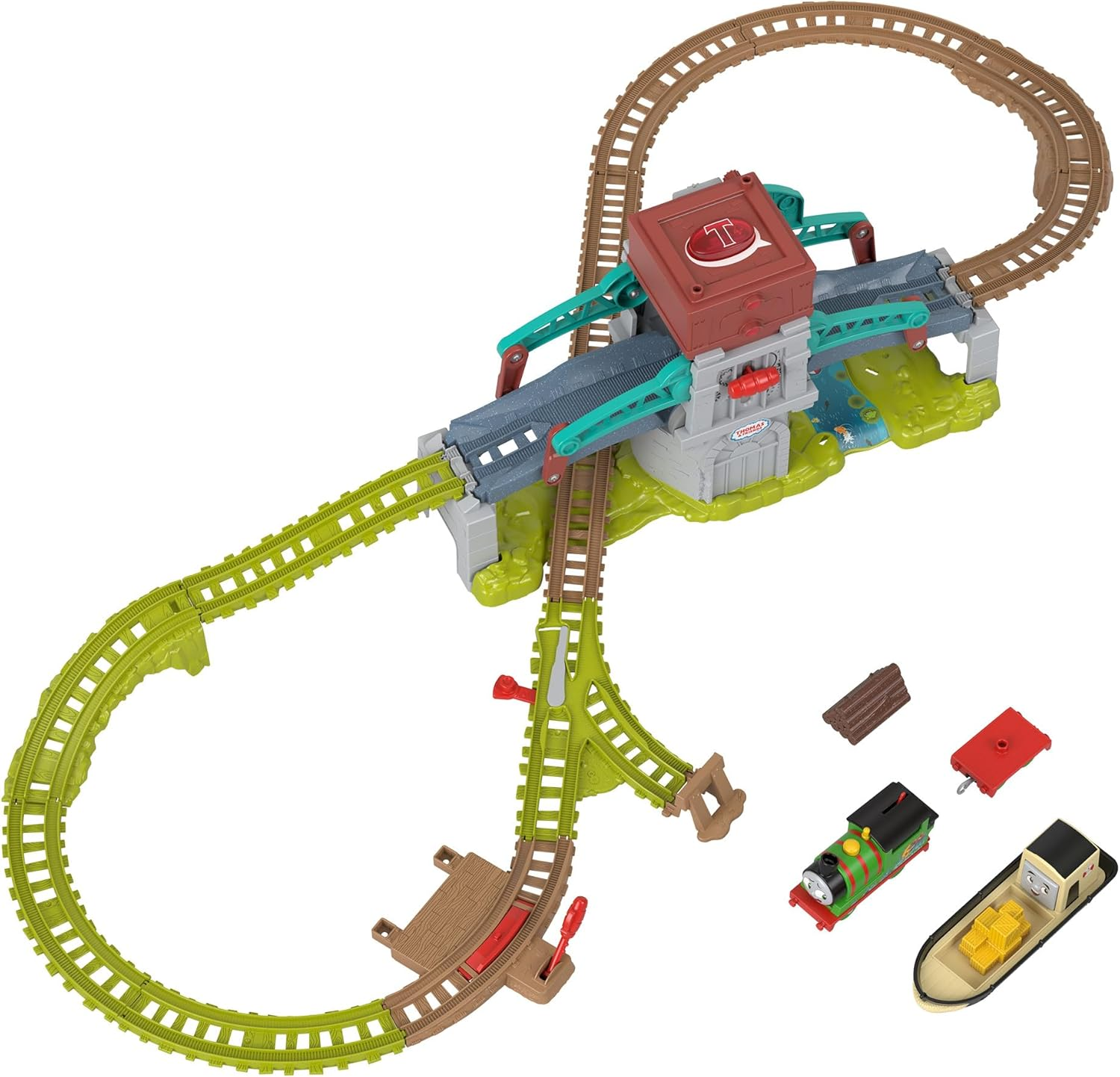 ​Thomas & Friends Train Set Talking Bulstrode & Which-Way Bridge Track Playset with Sounds & Percy Engine for Kids Ages 3+ Years, UK English Version