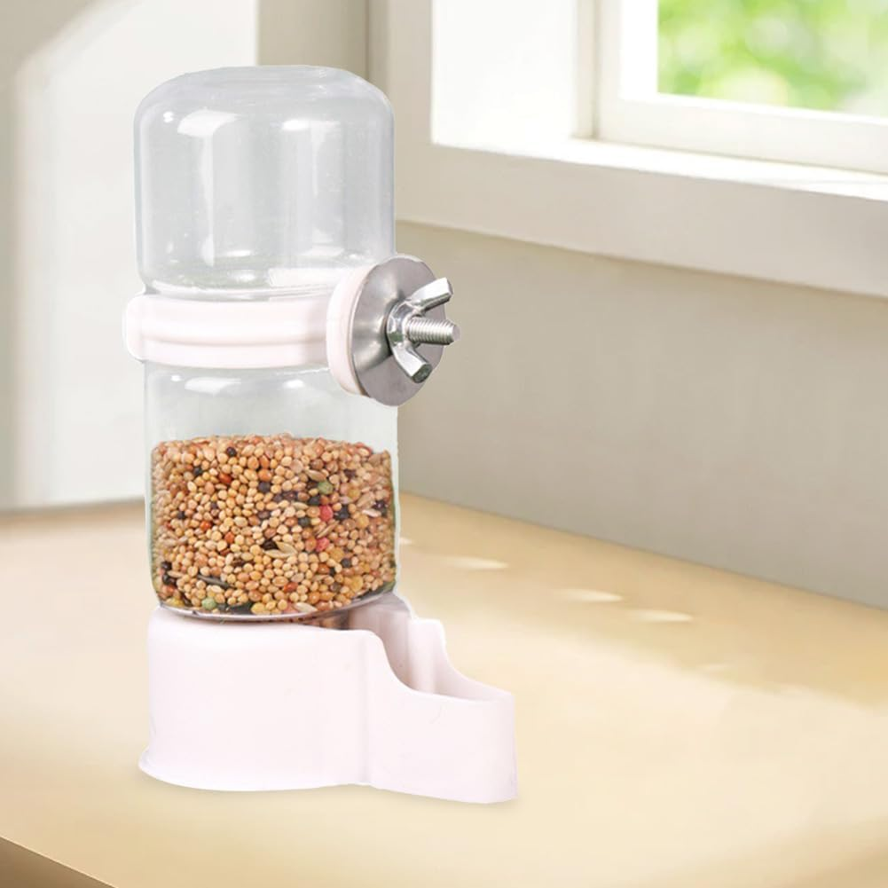 Automatic Pet Water Feeder Bird Cage Suspended Dispenser for Parakeet(White)