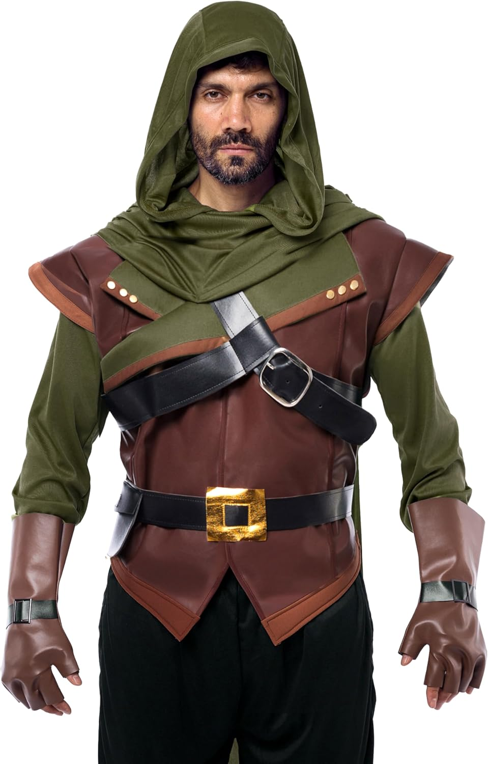 Spooktacular Creations Renaissance Robin Hood Deluxe Men Costume Set Made of Leather for Halloween Dress up Party image number 2