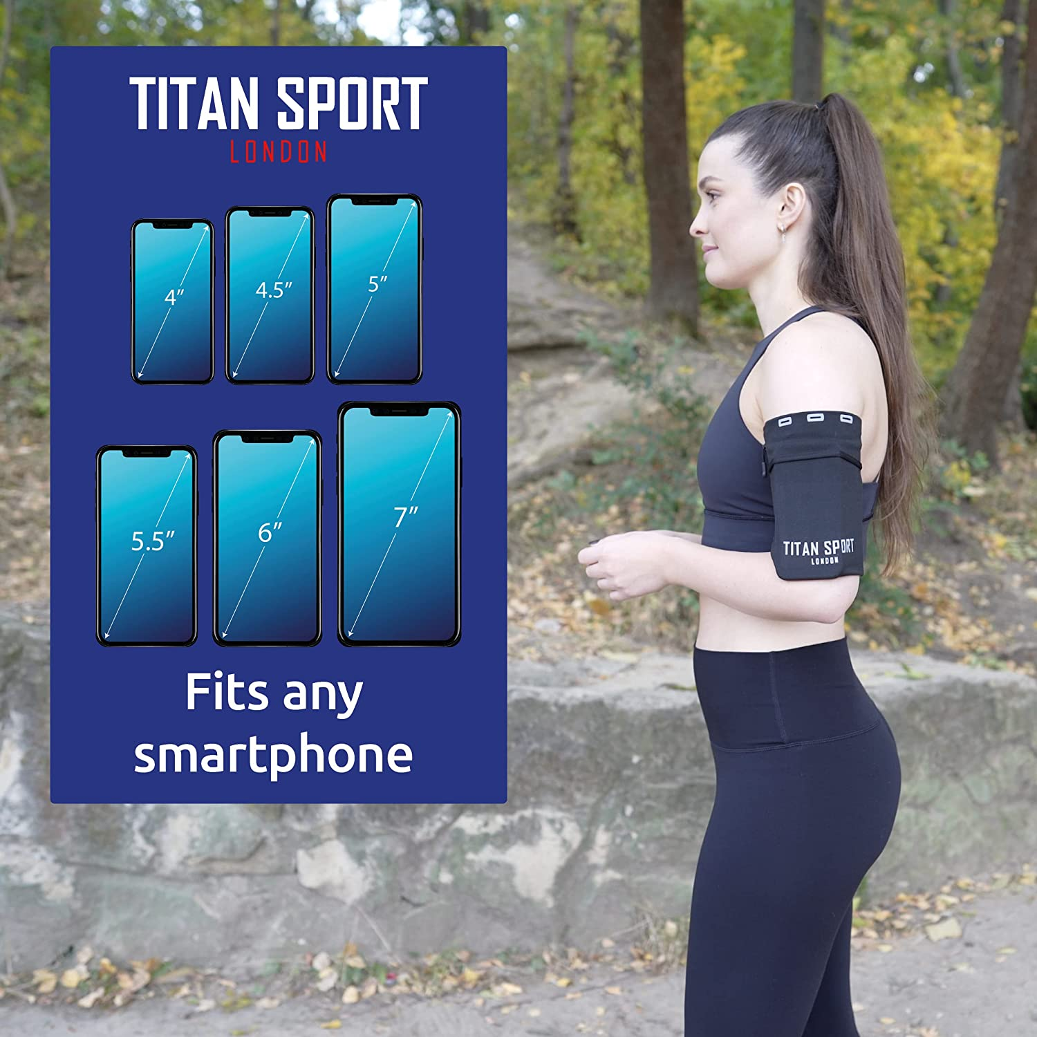 Titan Sport Mobile Phone Armband Universal Holder Sleeve, Running/Jogging/Gym/Sport Exercise Arm Bag for Adult Women & Men, Suitable for All Devices up to 7 Inches (Large) image number 2