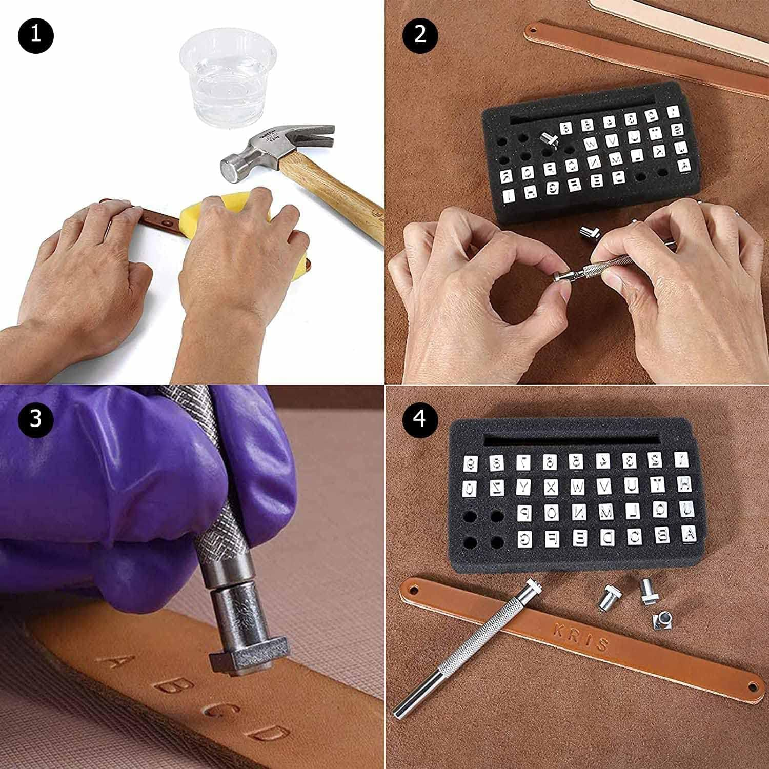 YUENTOEN 36Pcs Leather Stamping Tool, Alphabet and Number Stamp Kit, 6Mm Leathercraft Alphabet Punching Tools with anti Slip Handle Leather Art Craft Tools image number 6