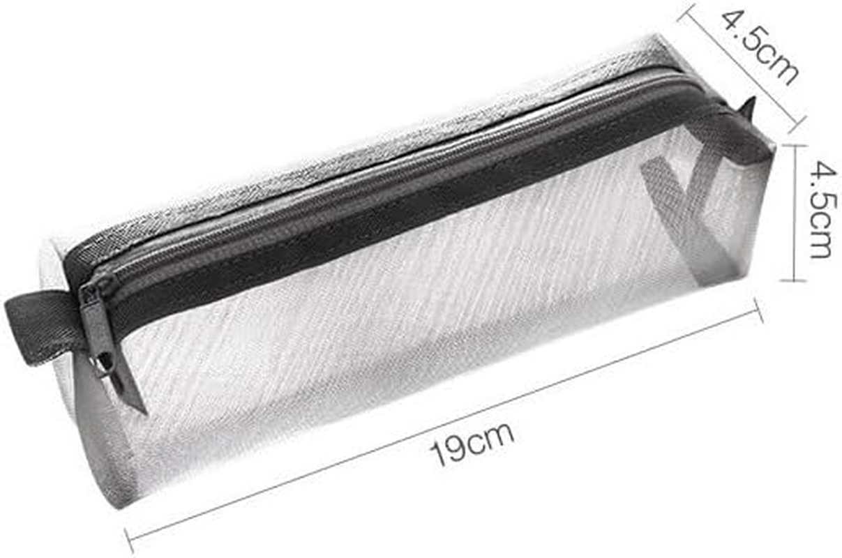 Mesh Pen Bag, 3 Pack Zipper Mesh Pouch, Multifunctional Clear Pencil Case Organizer Stationery Storage Bag for Office Supplies Cosmetics Makeup Travel Accessories (Style1, One Size) image number 4