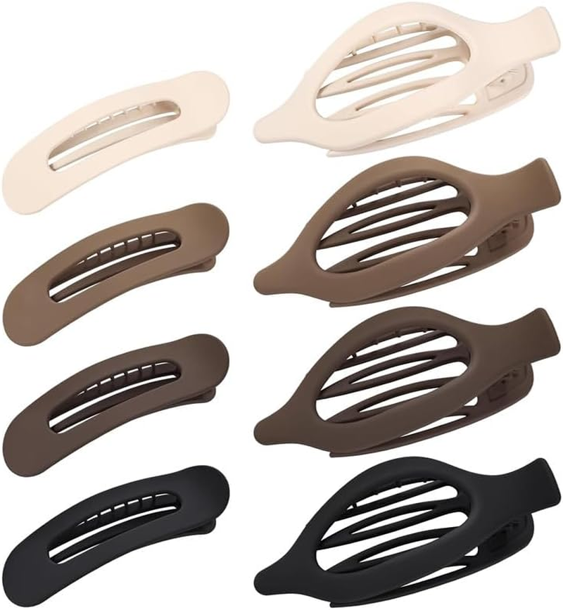 Neutral Color Flat Claw Clips, 8Pcs French Concord Flat Hair Clips,French Concord Curved Flat Hair Clips,Lay Flat Hair Claw Clips,French Concord Lay Flat Claw Clips,Flat Hair Clips for Women Girls image number 5