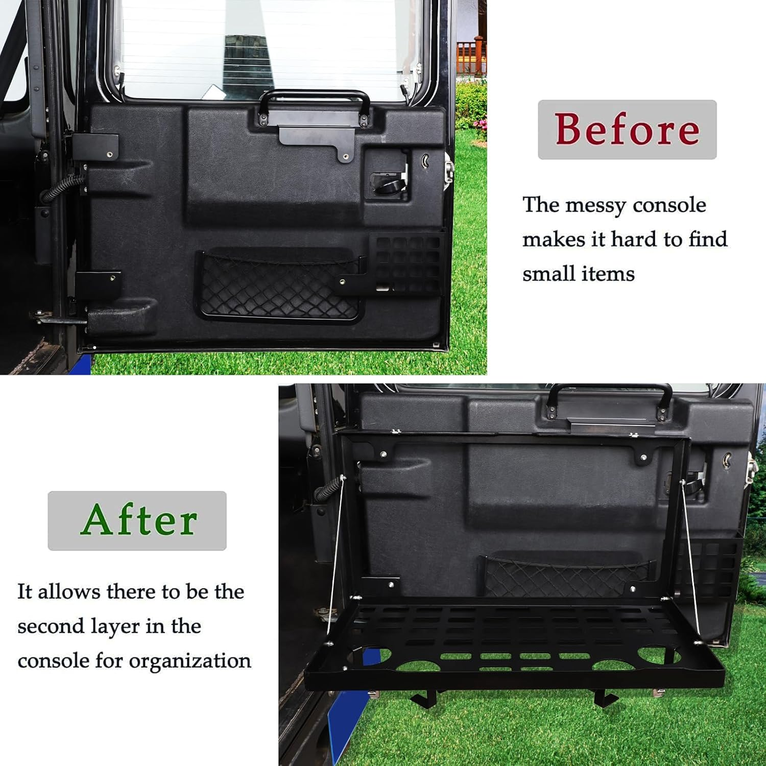 Tailgate Table Compatible with Land Rover Defender 90 110 130 2004-2018, Black Rear Foldable Shelf Storage Cargo Luggage Holder image number 5