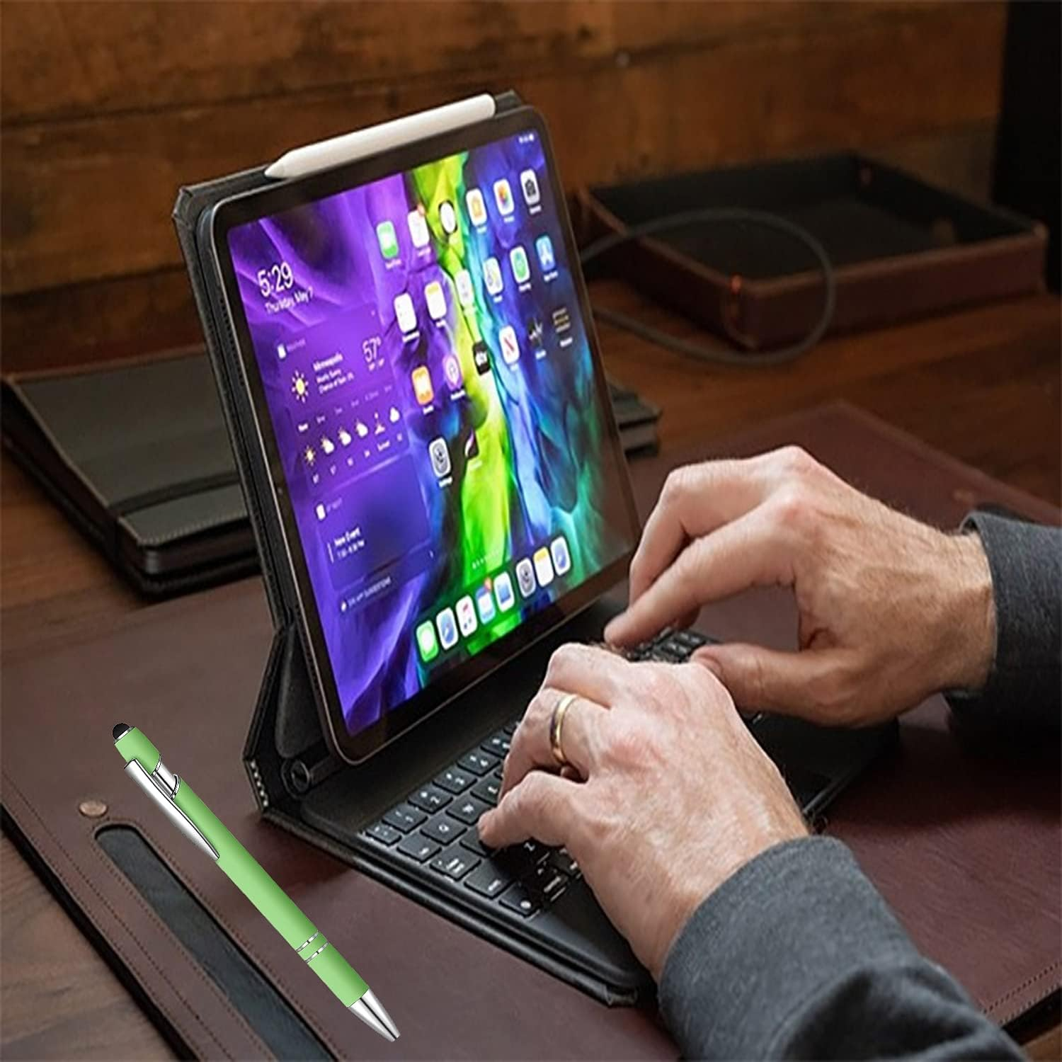 10Pcs Ballpoint Pen with Stylus Tip, 1.0 Mm Black Ink Metal Pen with Bonus 10Pcs Ballpoint Pen Refills, 2 in 1 Stylus Ballpoint Pen for Touch Screens, Cute Pens Office Supplies for Women&Men. image number 3