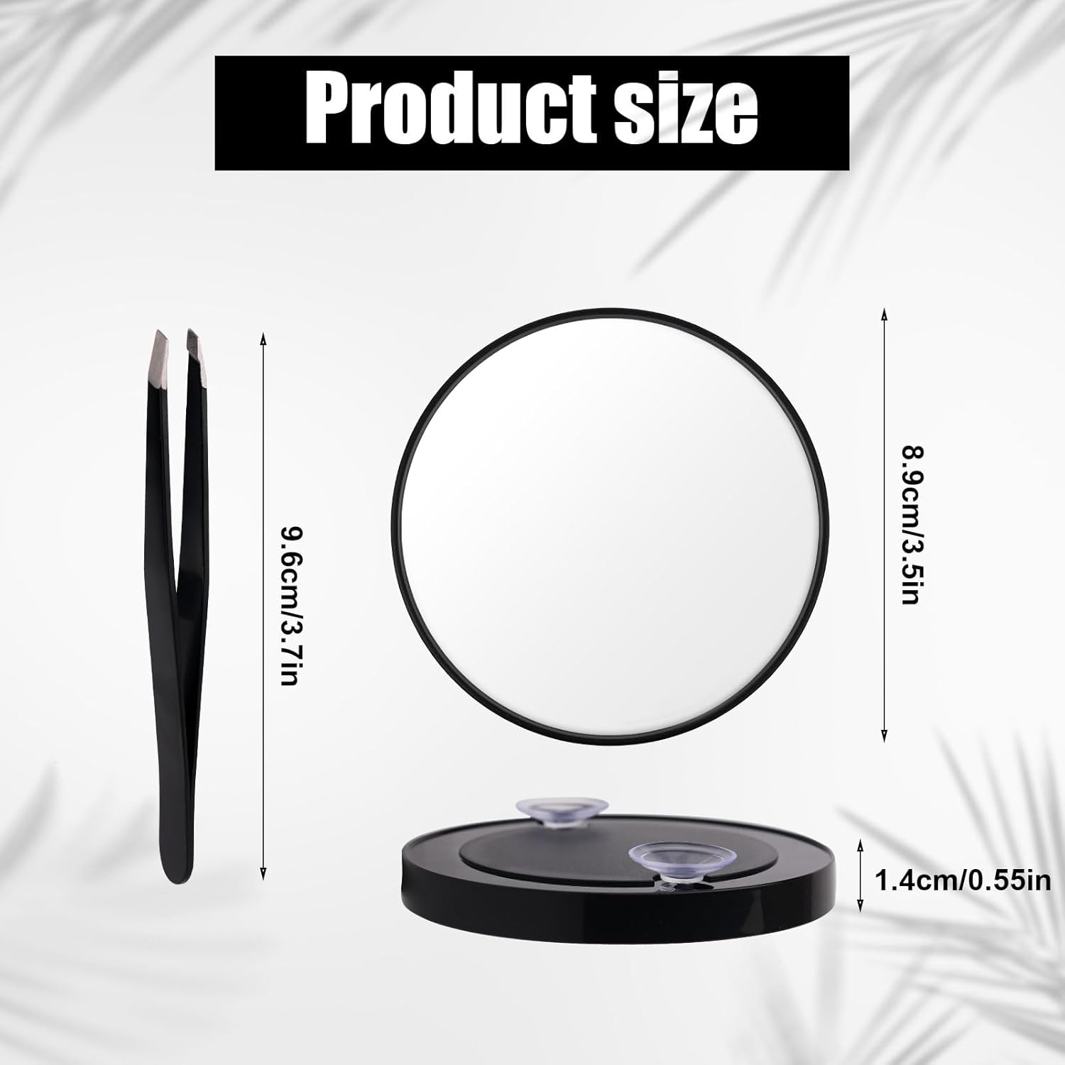 NQEUEPN 10X Magnifying Mirror, Easy Mounting 10X Magnifying Mirror with Suction Cups and Tweezers Magnifying Makeup Mirror Small for Travel Stick on Shower Mirror for Men Women, 3.5 Inch, Black image number 6