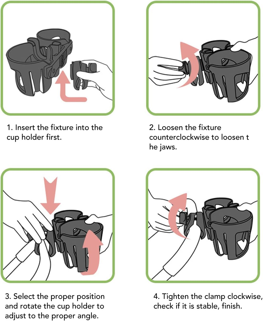 Universal Cup Holder, 3 in 1 Stroller Cup Holder with Phone, 360 Degree Rotatable Wheelchair for Stroller Walker Wheelchair image number 5