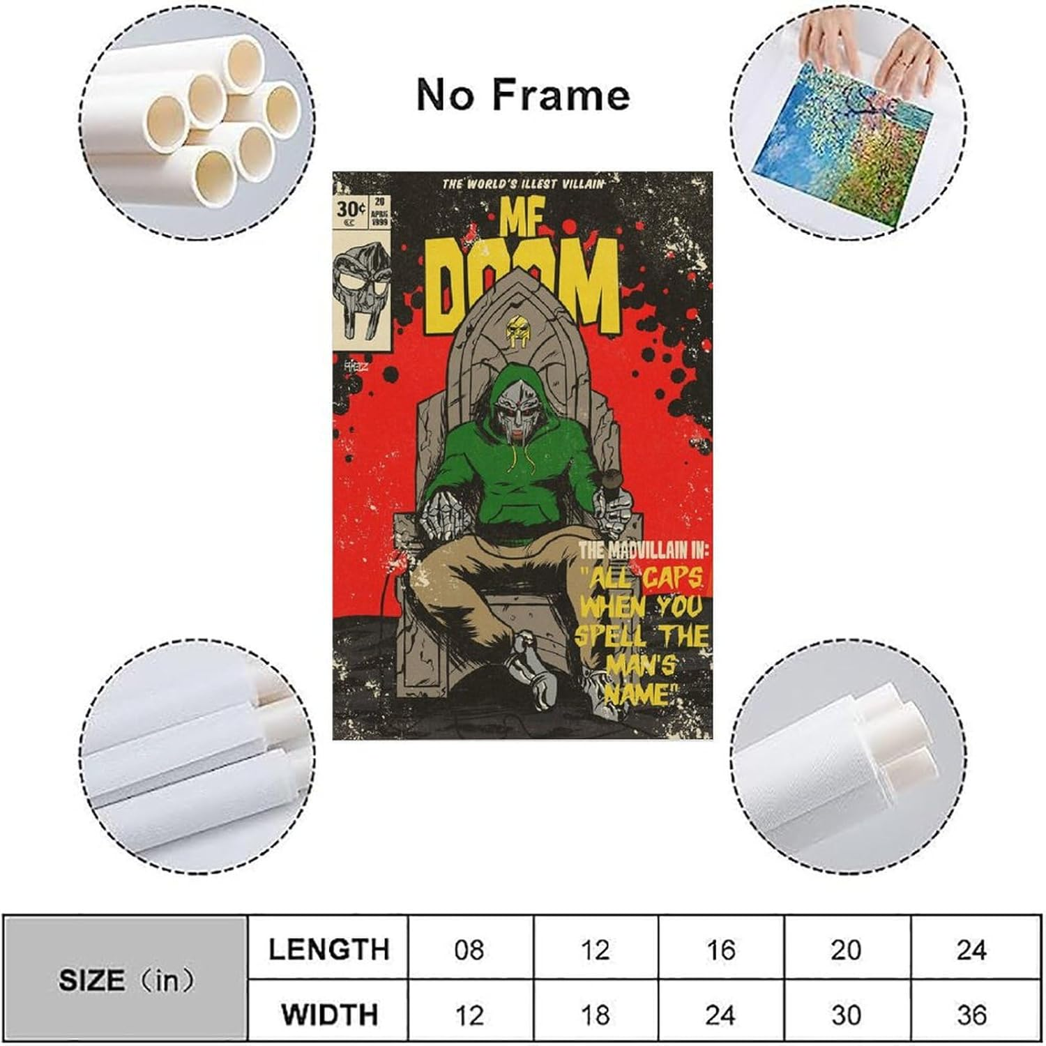 Mf Doom Comic Art Poster Poster Canvas Painting Wall Art Picture Home Decor Print for Bedroom Living Room Dorm Study Bar Office 12X18Inch(30X45Cm) image number 3