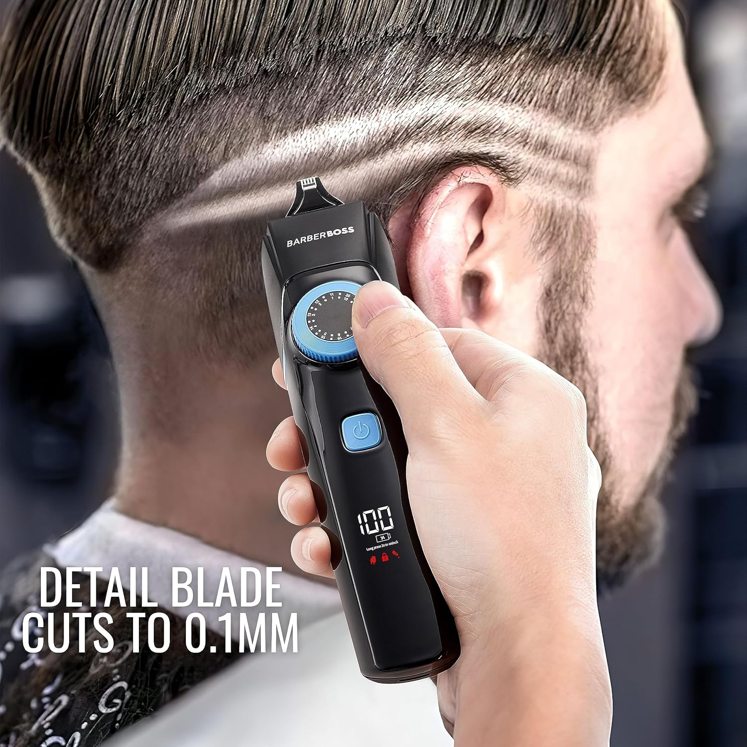 Barberboss 3 in 1 Grooming Kit for Men, Hair Beard and Detail Trimmer, Precision Wheel, Cutting Blades, Oil and Charging Lamp, USB Rechargeable and 100% Waterproof QR-6087 image number 4