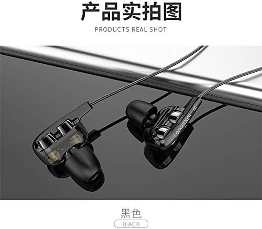 Earphones Crystal Clear Sound Two Driver Units Earbuds,In-Ear Headphones with Mic, Phone Control Compatible with Mobile Phone/Iphone/Pc/Mac/Switch/Android/Ps4/Ps5 (Black) - Black image number 4
