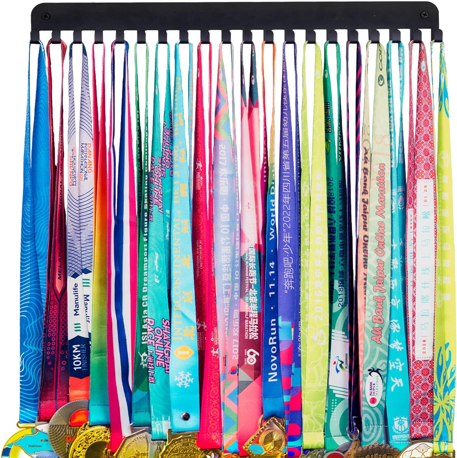 Goutoports Medal Holder Display Hanger - Personalized Medal Wall Hanger for Sport Race Runner Sturdy Black Steel Metal over 60 Medals Easy to Install (06 Gymnastics)