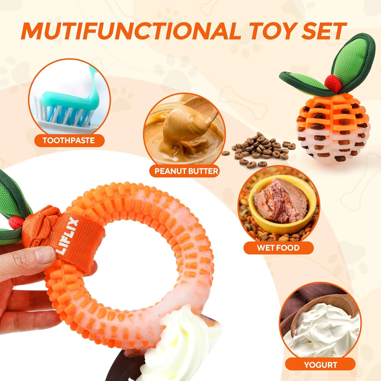 2 Pack Durable Dog Teeth Cleaning Toys, Bite and Brush Dog Toys for Puppy Teething, TPU Dental Chew Toys for Small and Medium Breeds image number 5