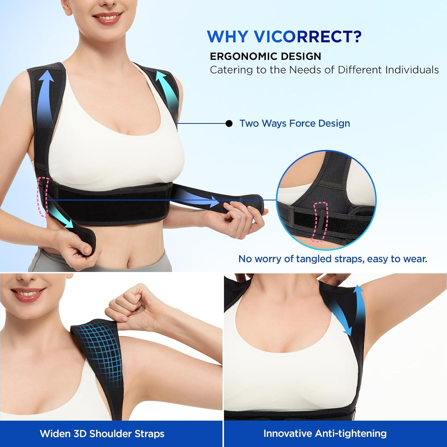 Posture Corrector for Women and Men- Adjustable Upper Back Brace Support - Shoulder Straightener, Breathable Back Straightener Back Corrector Posture Improve and Neck, Back, Shoulder Pain Relieve image number 2