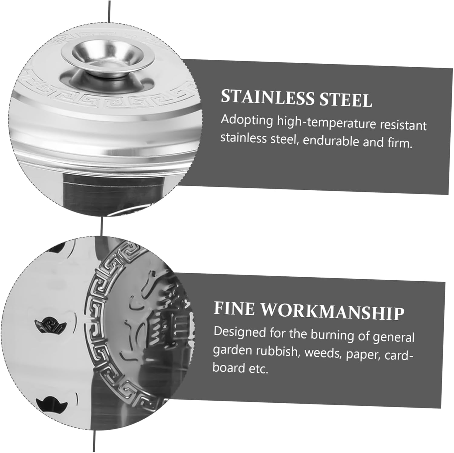 Sosoport Stainless Steel Burning Barrel Small Incinerator Can for Garden Paper Cardboard Metal Burn B image number 5