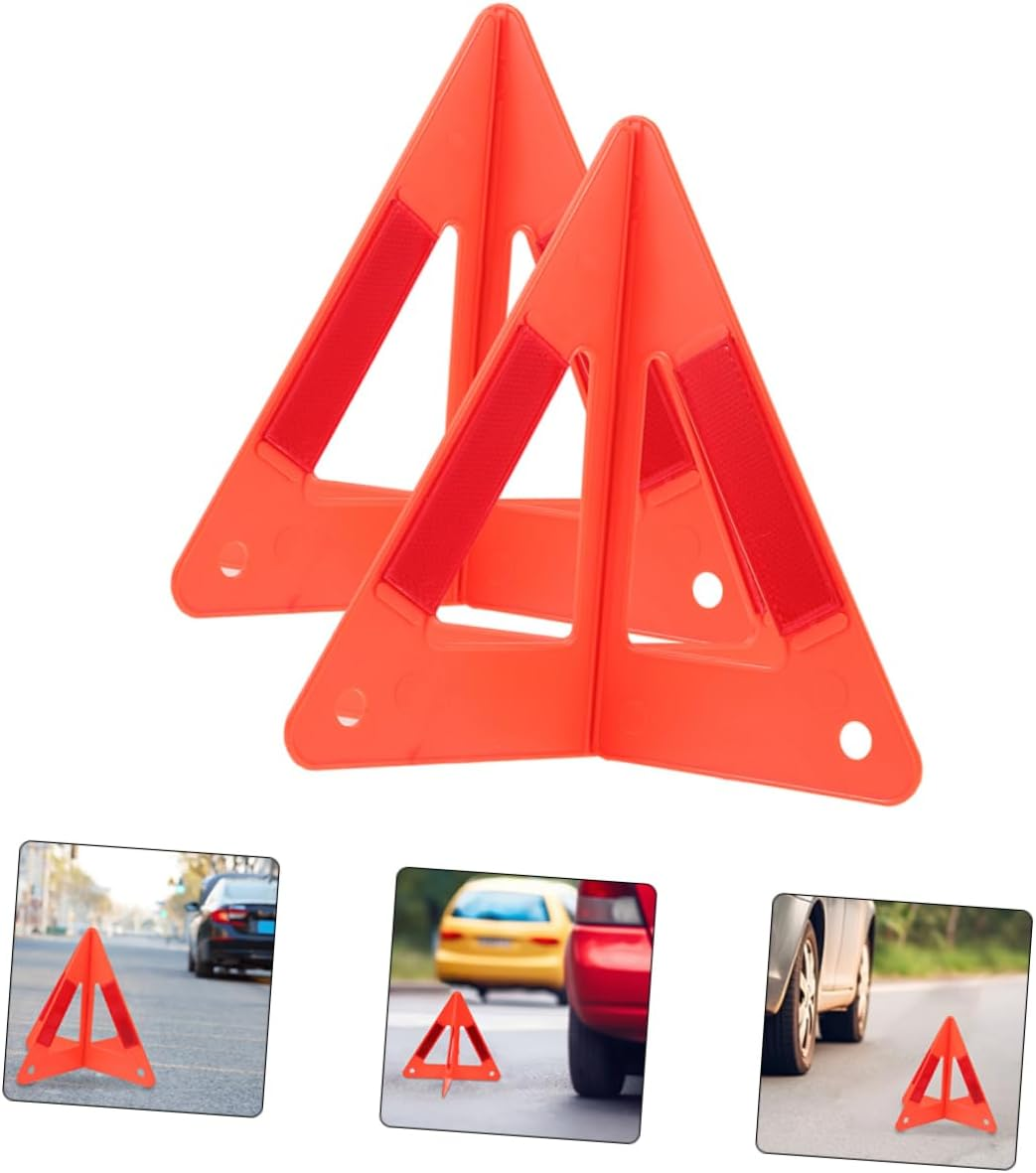 Hohopeti 3Pcs Foldable Emergency Triangles Vehicle Accessories Roadside Reflective Warning Signs Road Safety Kit for Breakdown and Parking Safety image number 4