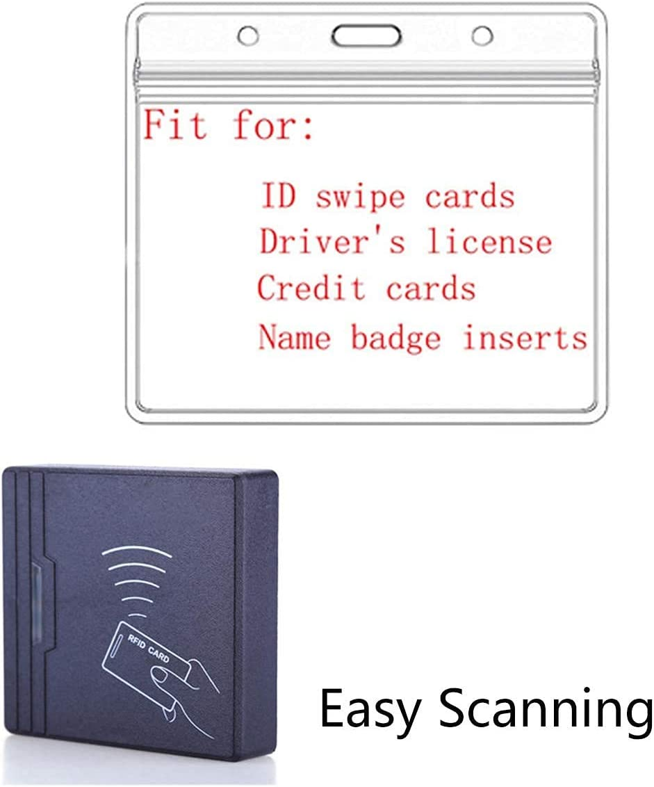 Horizontal ID Card Name Tag Badge Holder with Waterproof Type Resealable Zip (Holders, 6Packs) image number 4