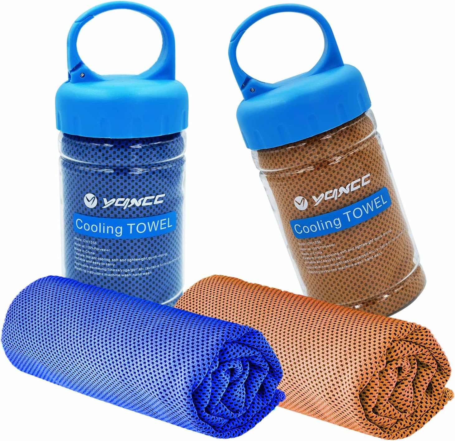 YQXCC Cooling Towel | 2 Pack 47"X12" | Ice Cool for Neck | Soft Breathable Microfiber Chilly | for Yoga, Golf, Gym, Camping, Running, Workout & More Activities