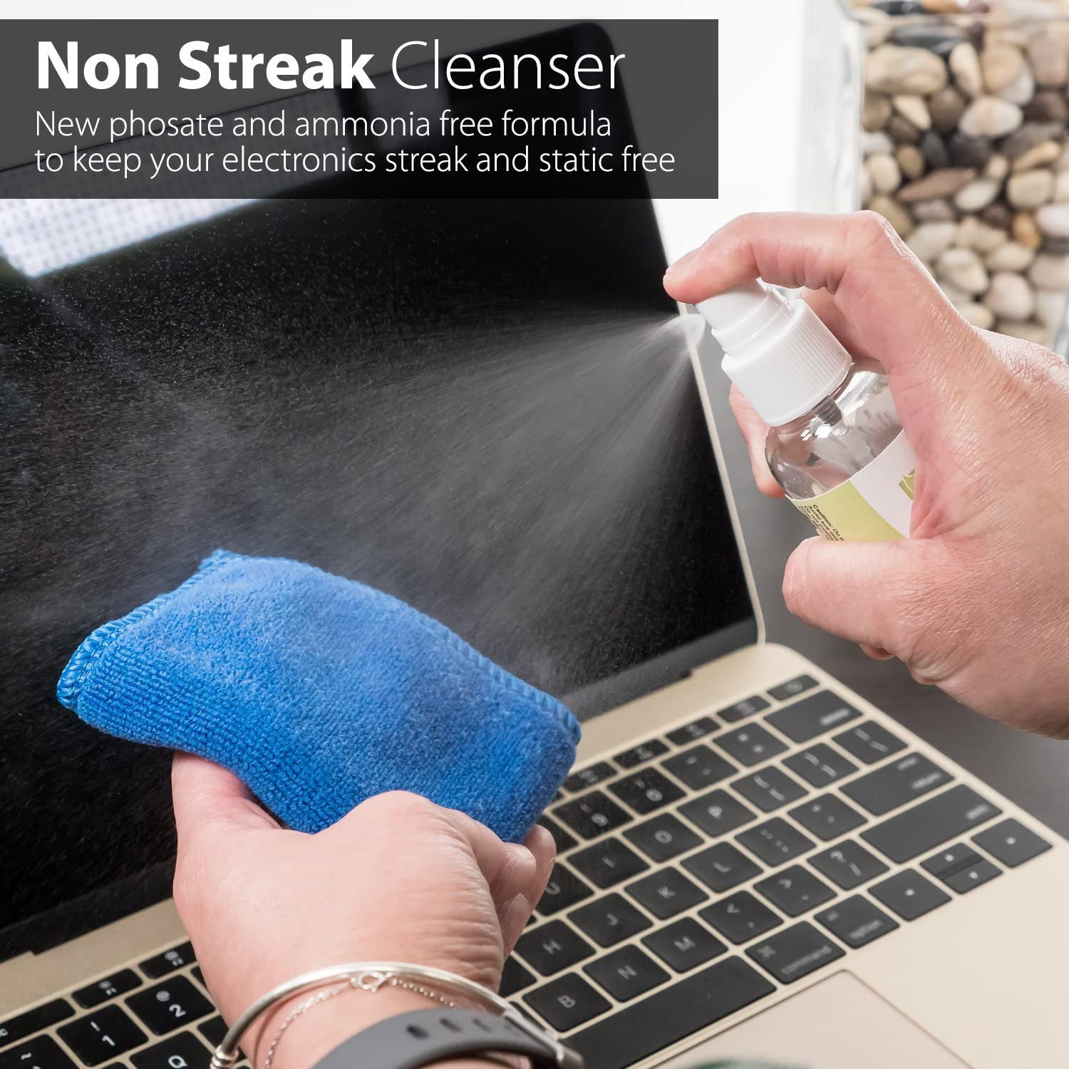Screen Cleaning Kit with 2 Bottle Solution (60Ml and 120Ml), 2 Microfiber Cloths, 20 Non-Alcohol Screen Cleaning Wipes, and Brush image number 2