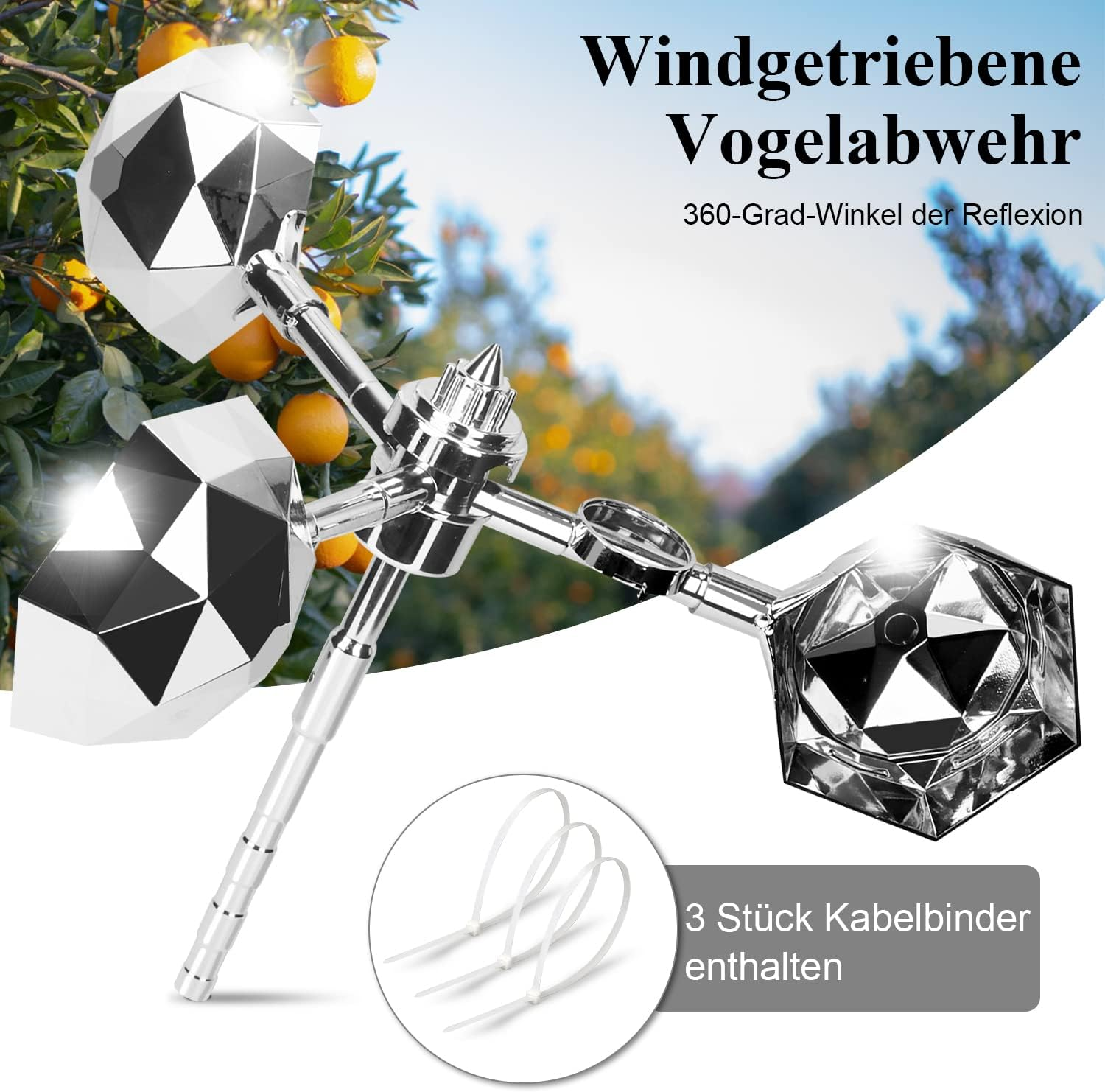 YIKEDAN Bird Deterrents for Outside, Bird Repellent Outdoor for Deterring Small Birds Pigeon, Bird Reflectors Spinning Wind Powered for Patio, Yard, Garden, Rooftop and Vegetable Gardens