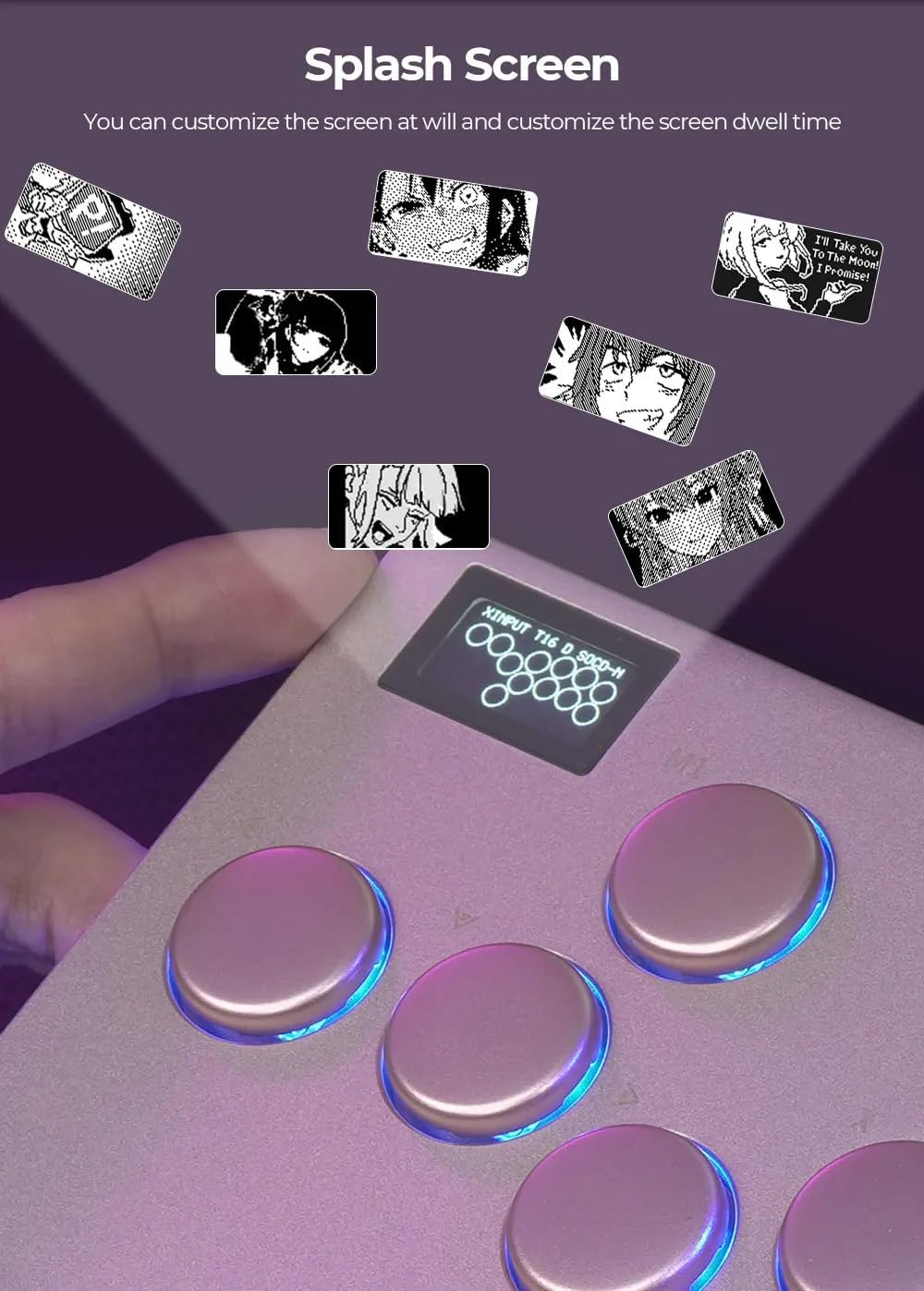 [Newest Ver. 2025 / CNC ALUMINIUM] COSMOX Hautepad M LITE Leverless Arcade Stick Compatible with PC/PS4/PS3 (16 Button) : - Low-Profile Crystal Switches - Slim Form Factor - RGB Lighting - USB Type C - Dark Grey image number 3