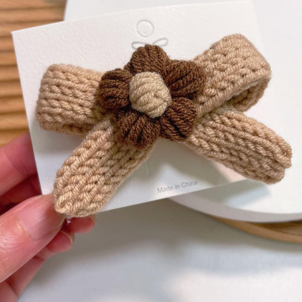 4 PCS Hair Clips for Girls, Flower Hair Clips Bow Hair Pins Artificial Wool Hair Clip Furry Hair Barrettes Small Alligator Hair Clips Hair Accessories for Women Girls image number 5