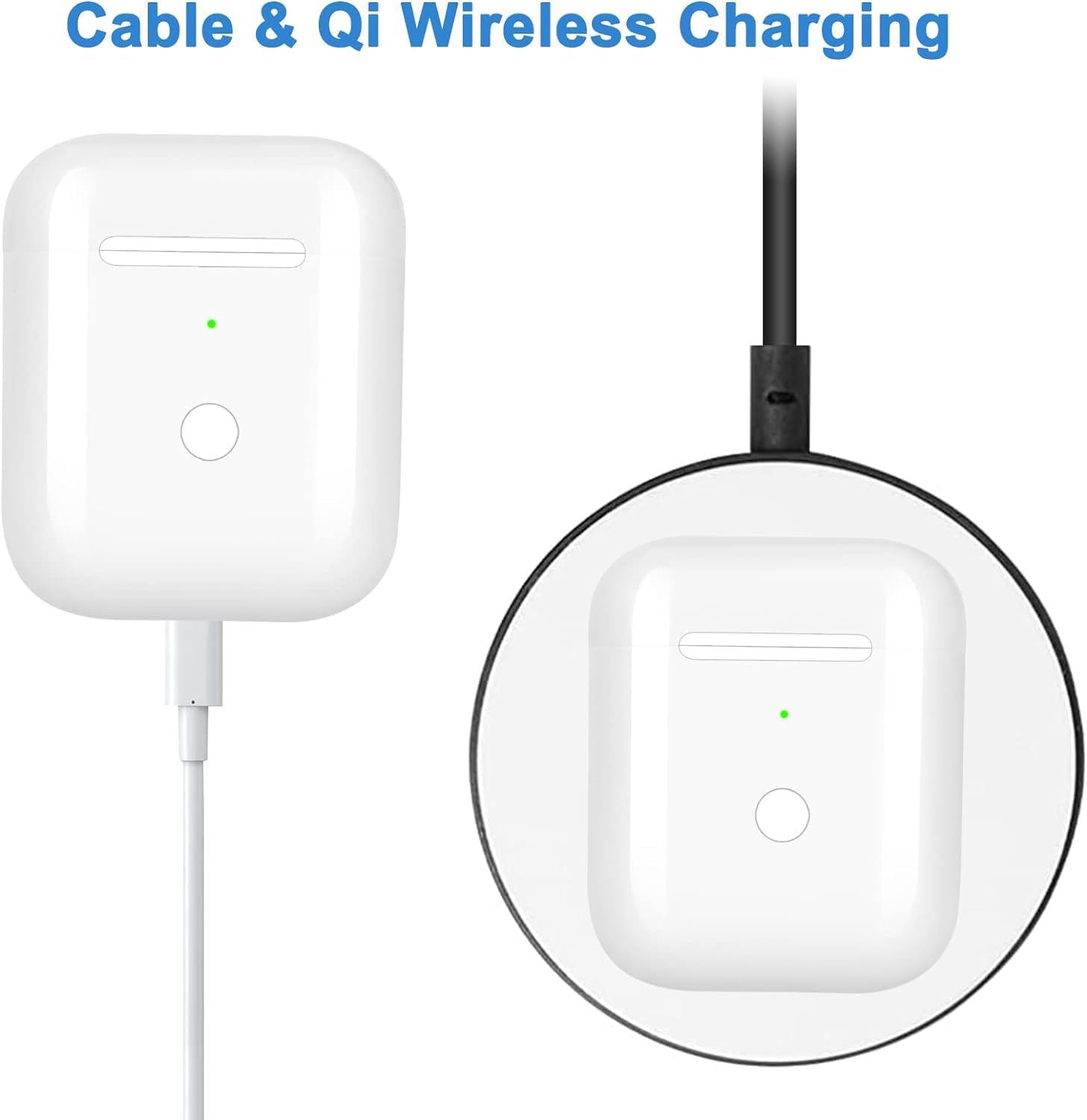 RAVIAD Wireless Charging Case Replacement Compatible with Airpods 1St & 2Nd Gen, Charger Case with Pairing Sync Button, Not Include Earbuds &ndash; Color White