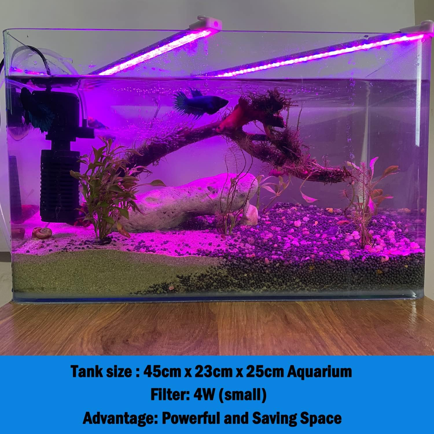 Fish Tank Filter, Silent Internal Aquarium Filter, Clean Water, Air Pump, Make Waves (4W-450L/H, Black) image number 1