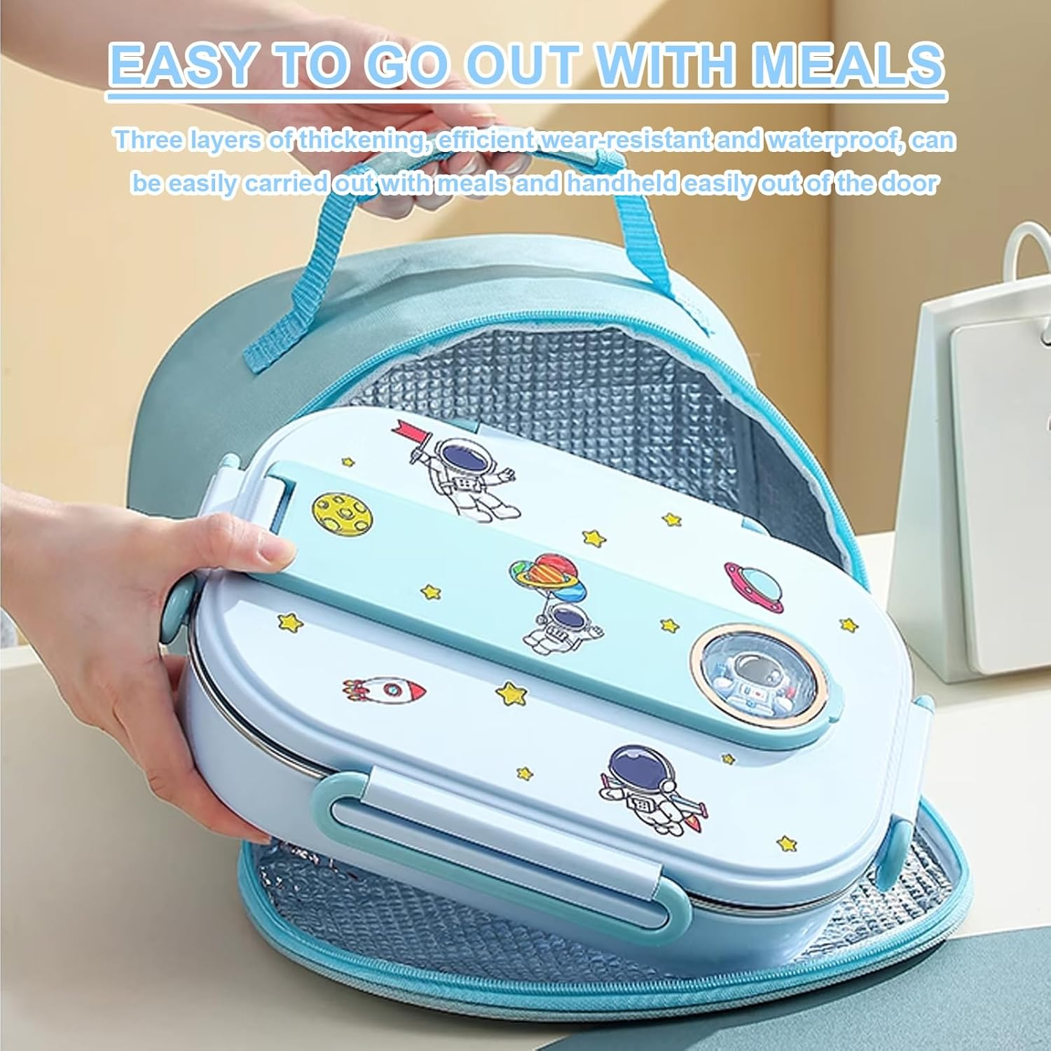 Lunch Box Cute Insulated Lunch Box Set - Thermal Bento Box Stainless Steel Microwave Safe Food Container with Cutlery - 6H Heat Retention (2-Grid-Panda) image number 1