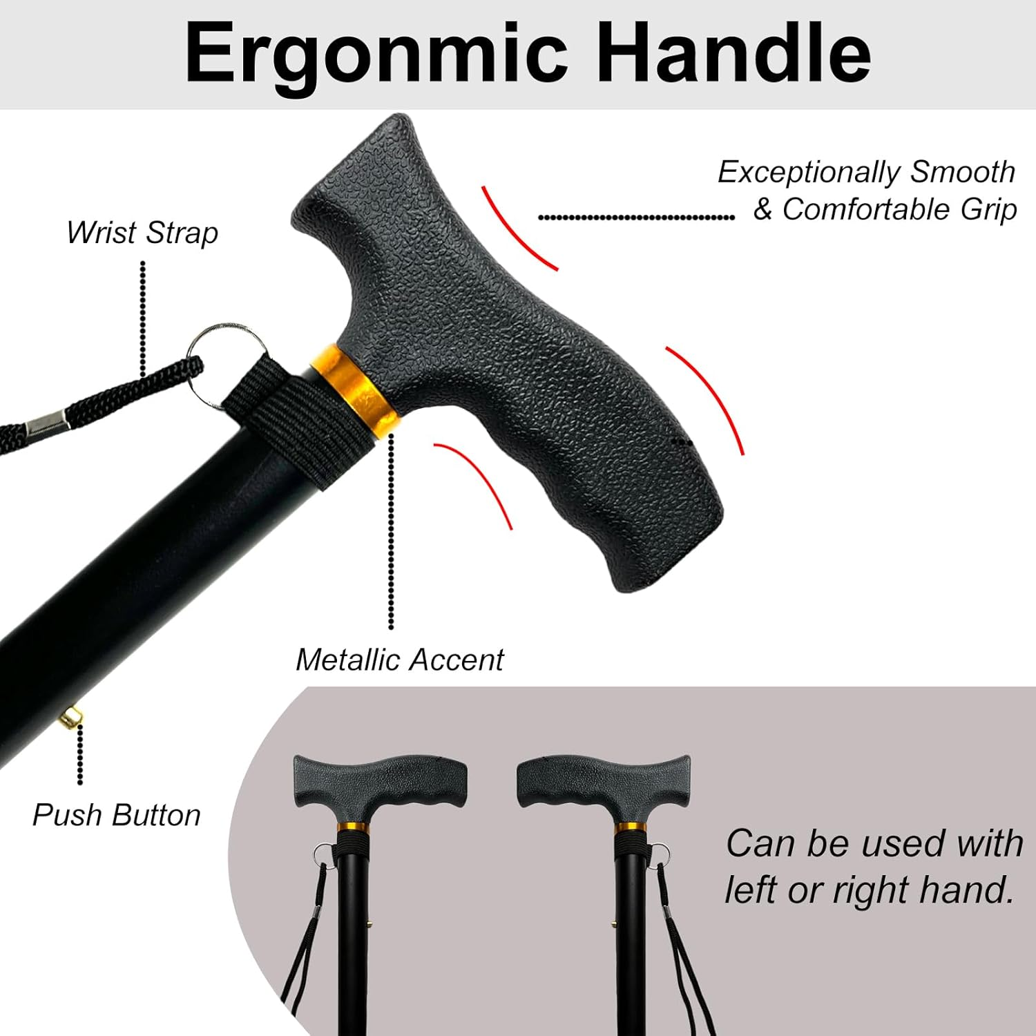 Begrit Walking Sticks for Women Folding Walking Sticks Adjustable Walking Stick Collapsible Lightweight Flexible Stick Comfortable Grip for Ladies Men image number 3